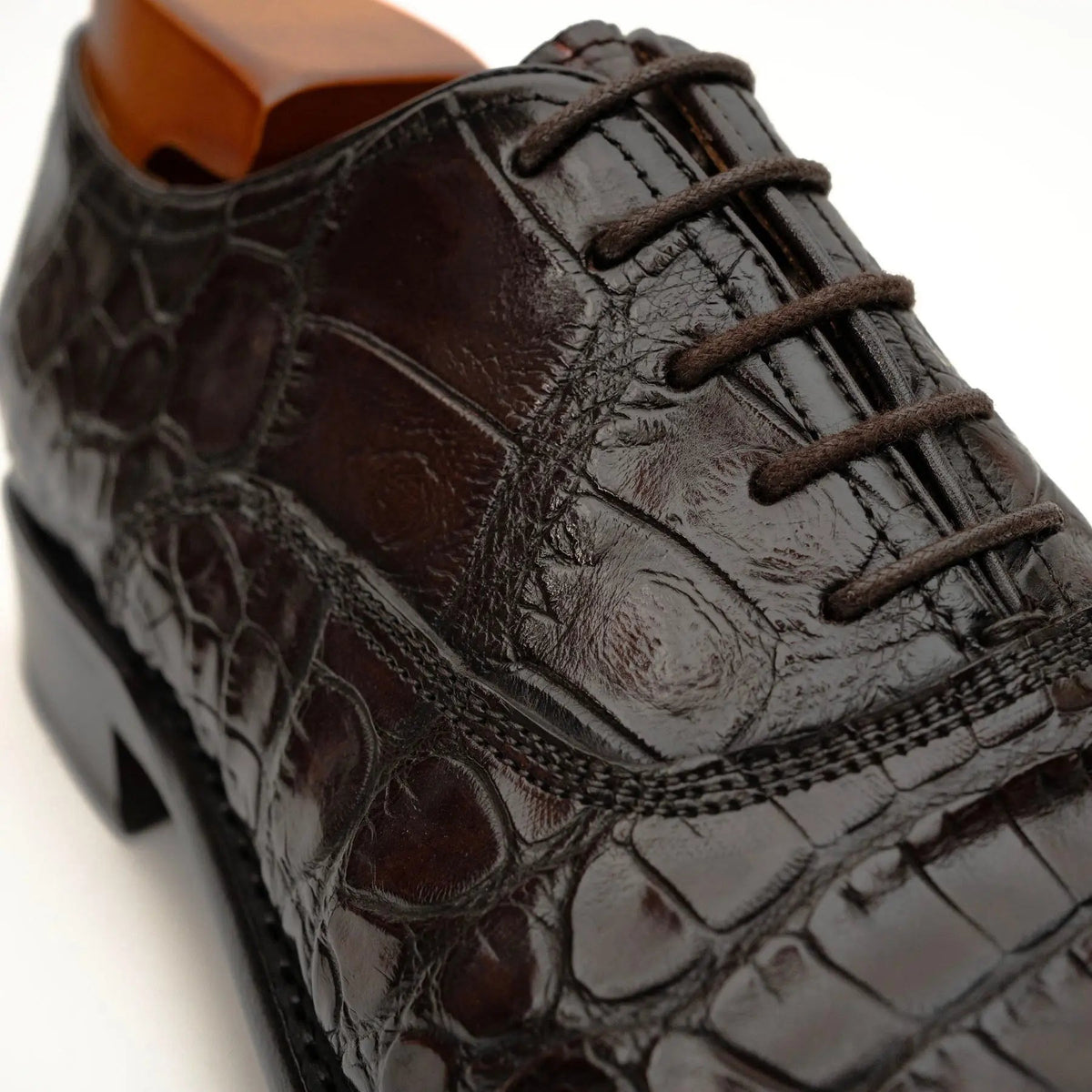 Dark Brown Crocodile Derby Shoe