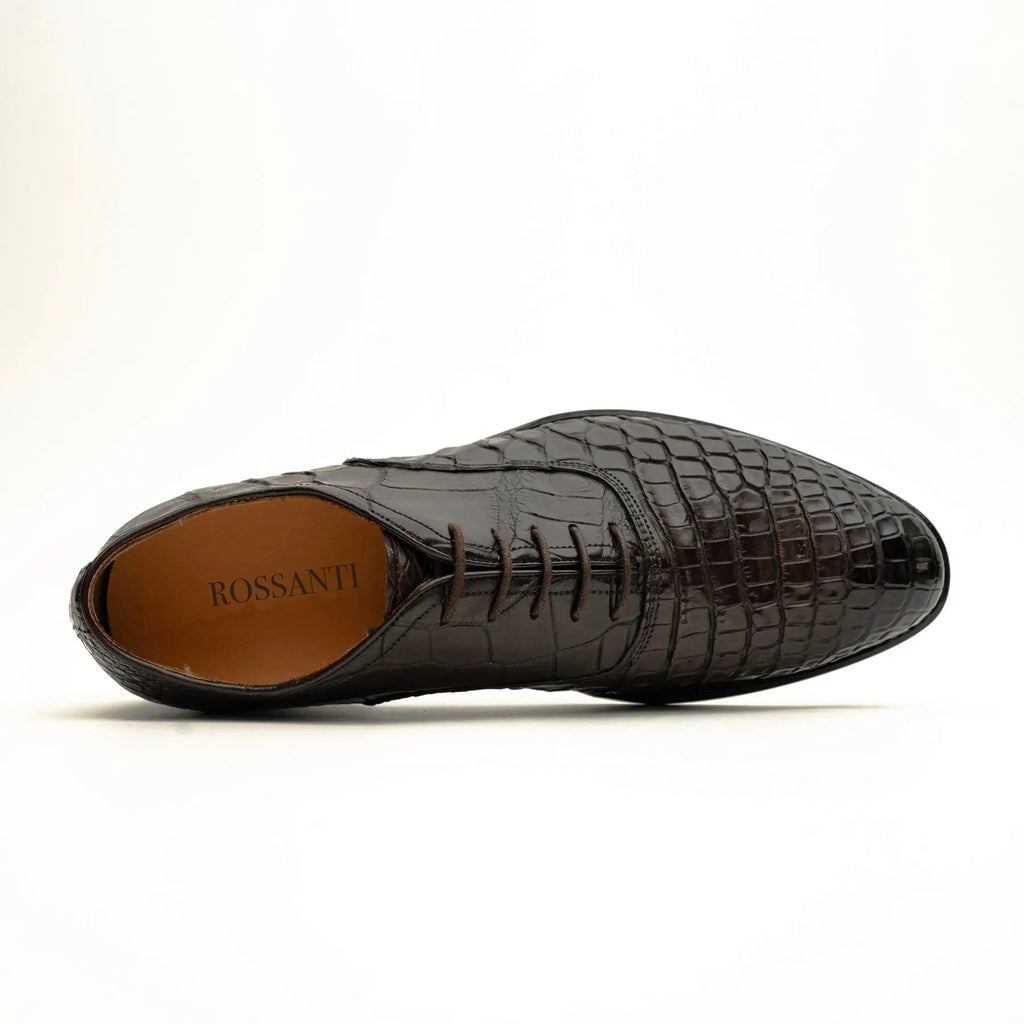 Dark Brown Crocodile Derby Shoe