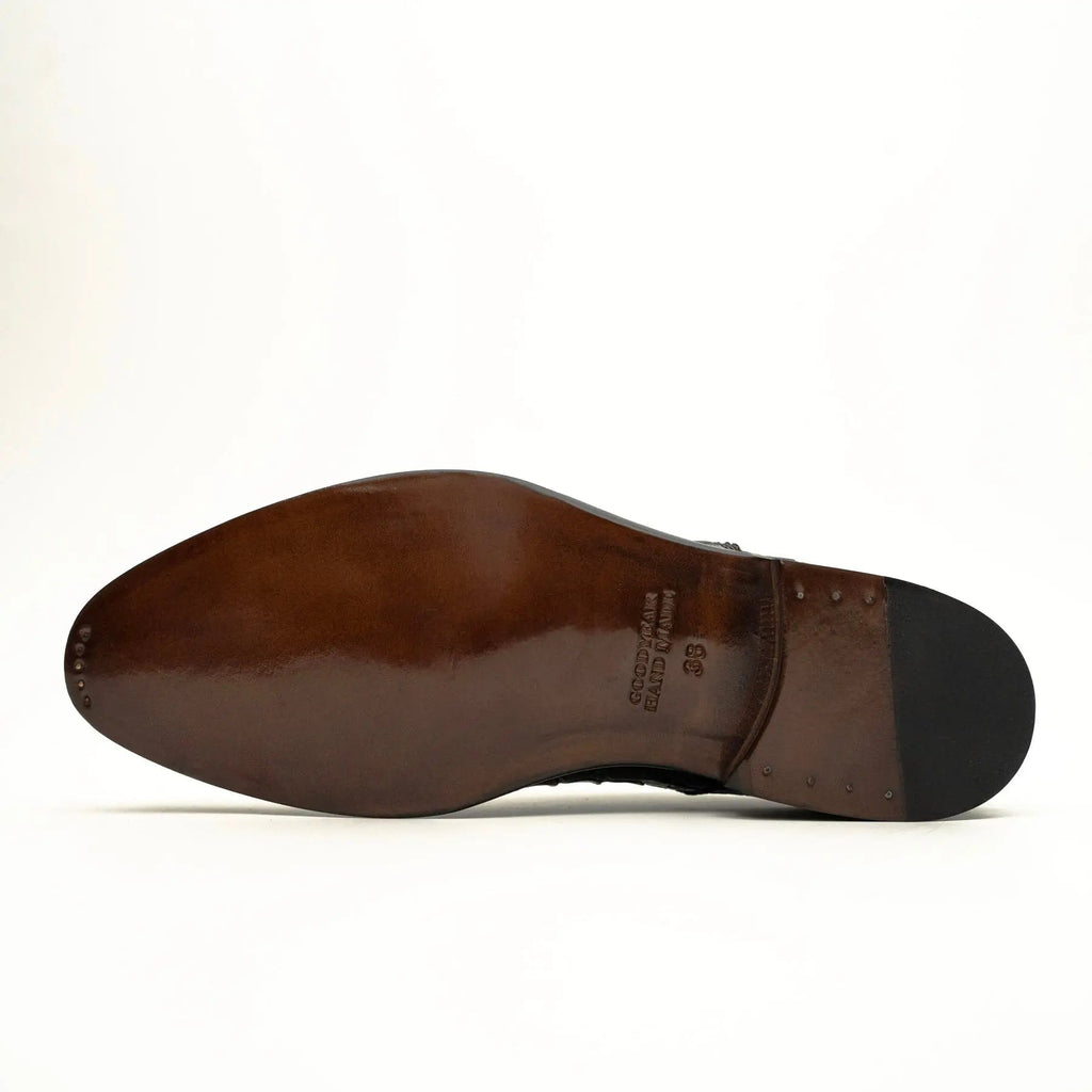 Dark Brown Crocodile Derby Shoe