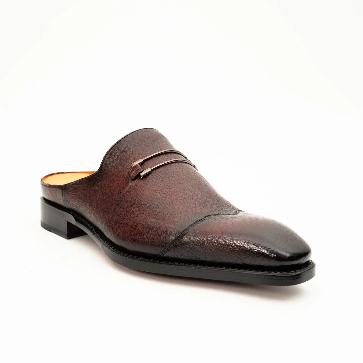 Burgundy Backless Monk Mule