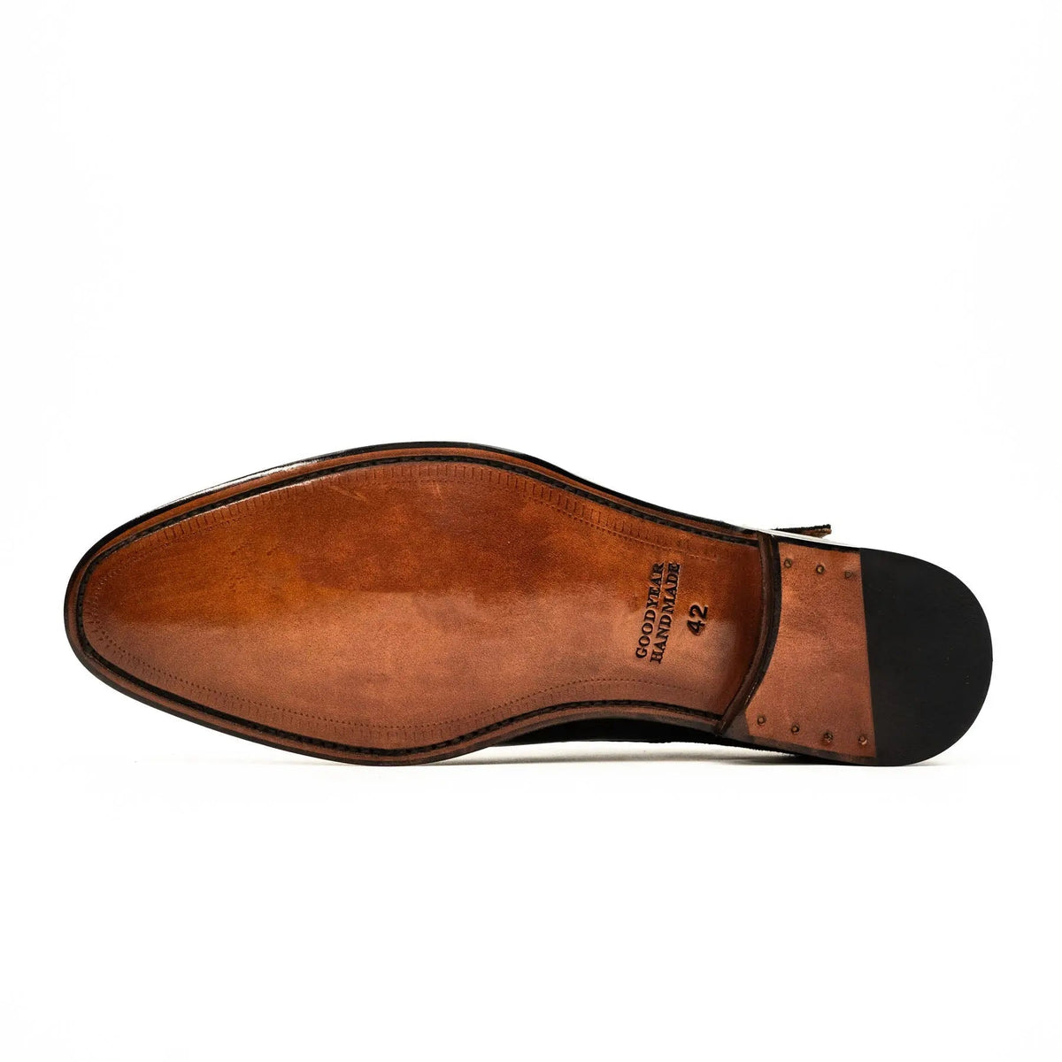 Dark Brown Suede-Panel Monk Shoe