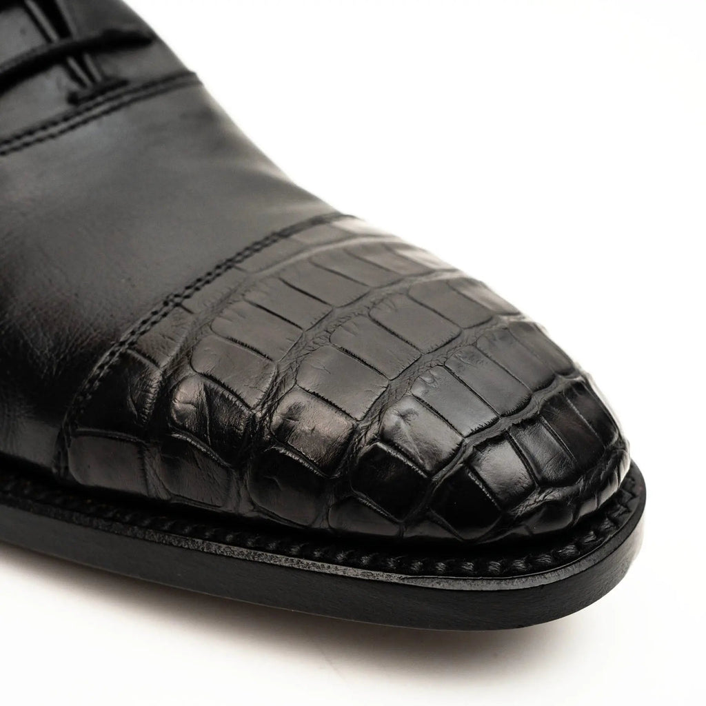 Black Crocodile-Textured Oxford