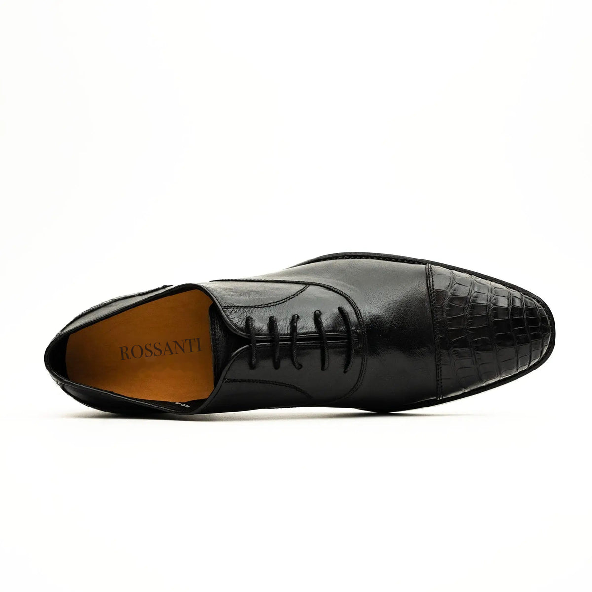 Black Crocodile-Textured Oxford