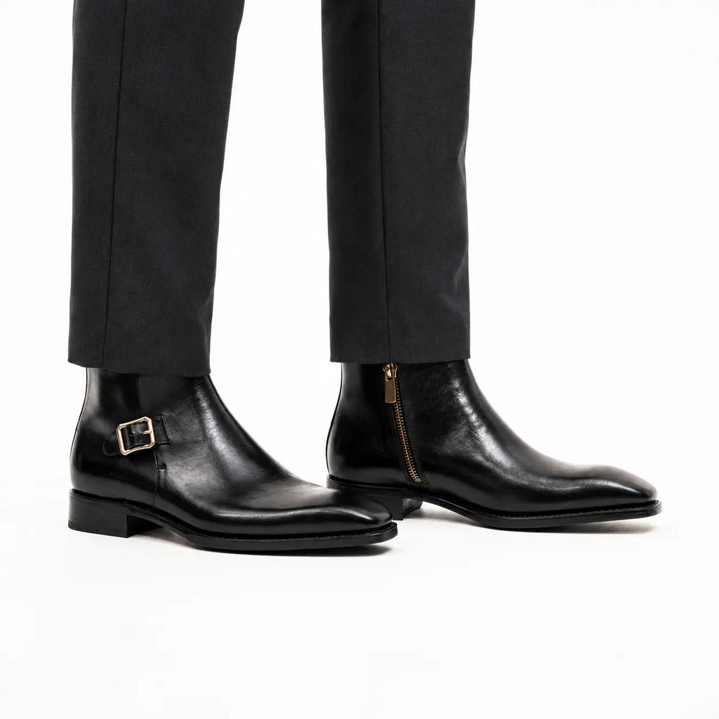 Black Calfskin Monk Strap Boot