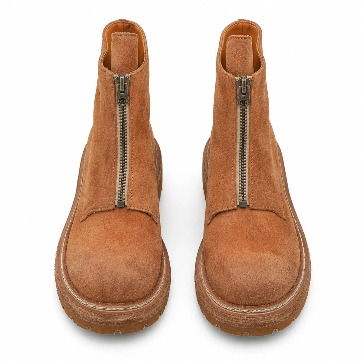 Camel Suede Zip Ankle Boots for Men
