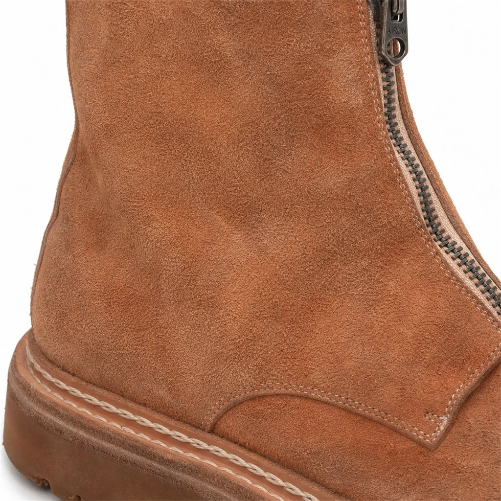 Camel Suede Zip Ankle Boots for Men