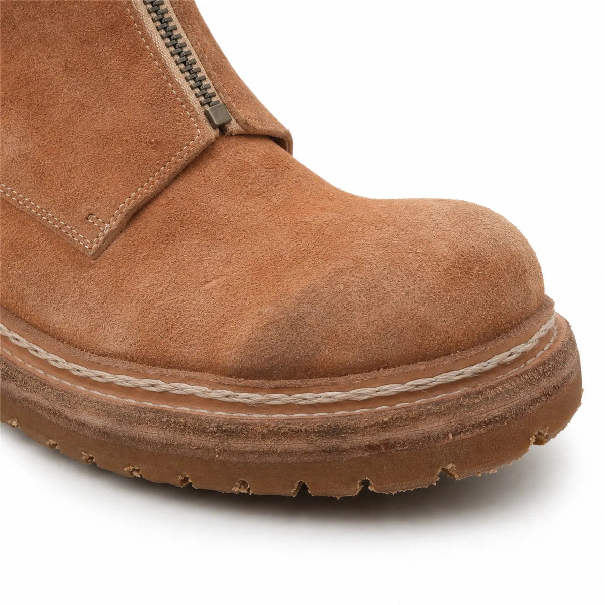 Camel Suede Zip Ankle Boots for Men