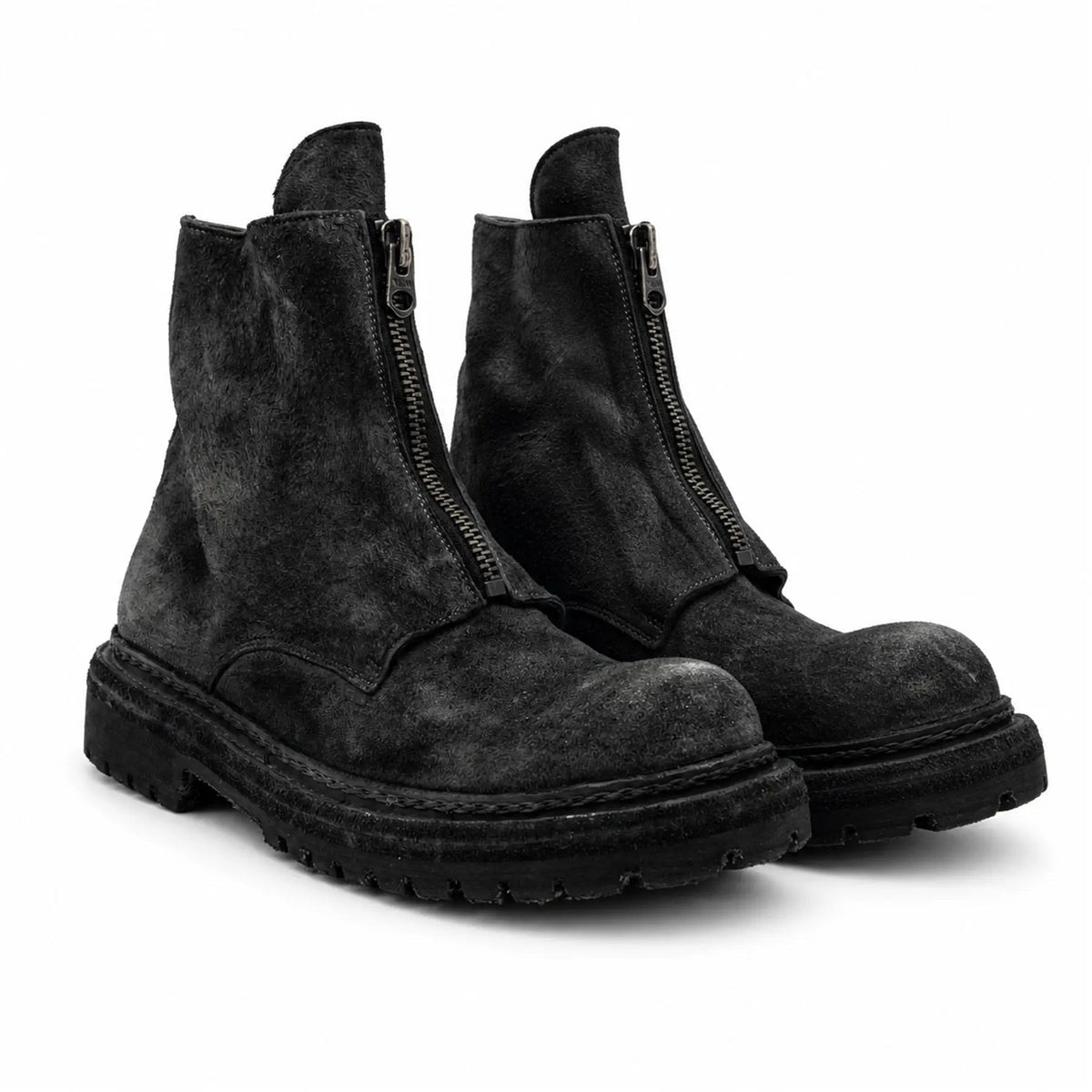 Charcoal Black Suede Zip Boots for Men