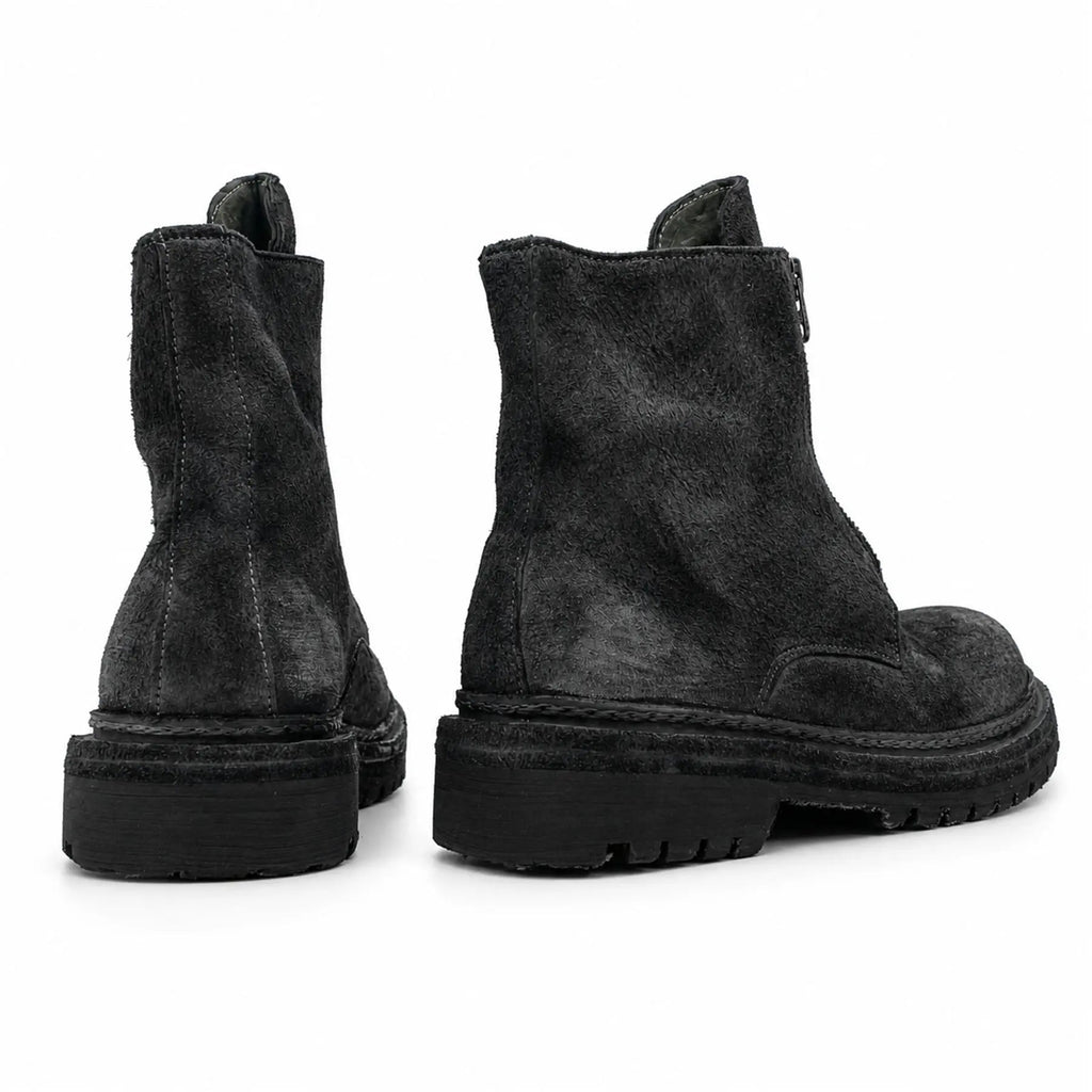 Charcoal Black Suede Zip Boots for Men