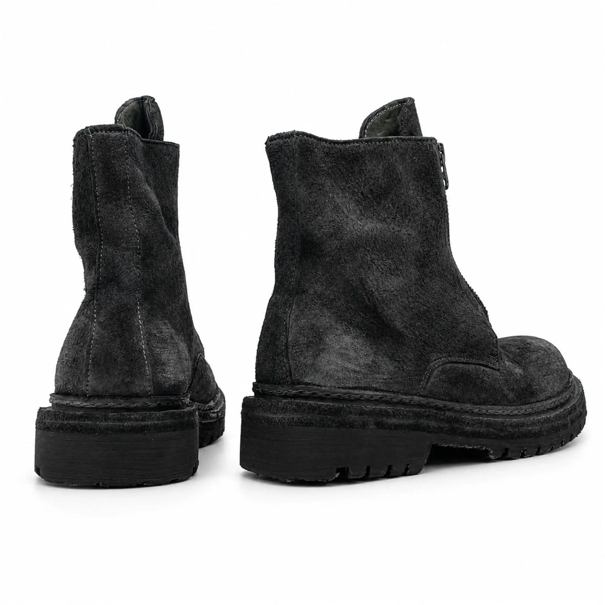 Charcoal Black Suede Zip Boots for Men