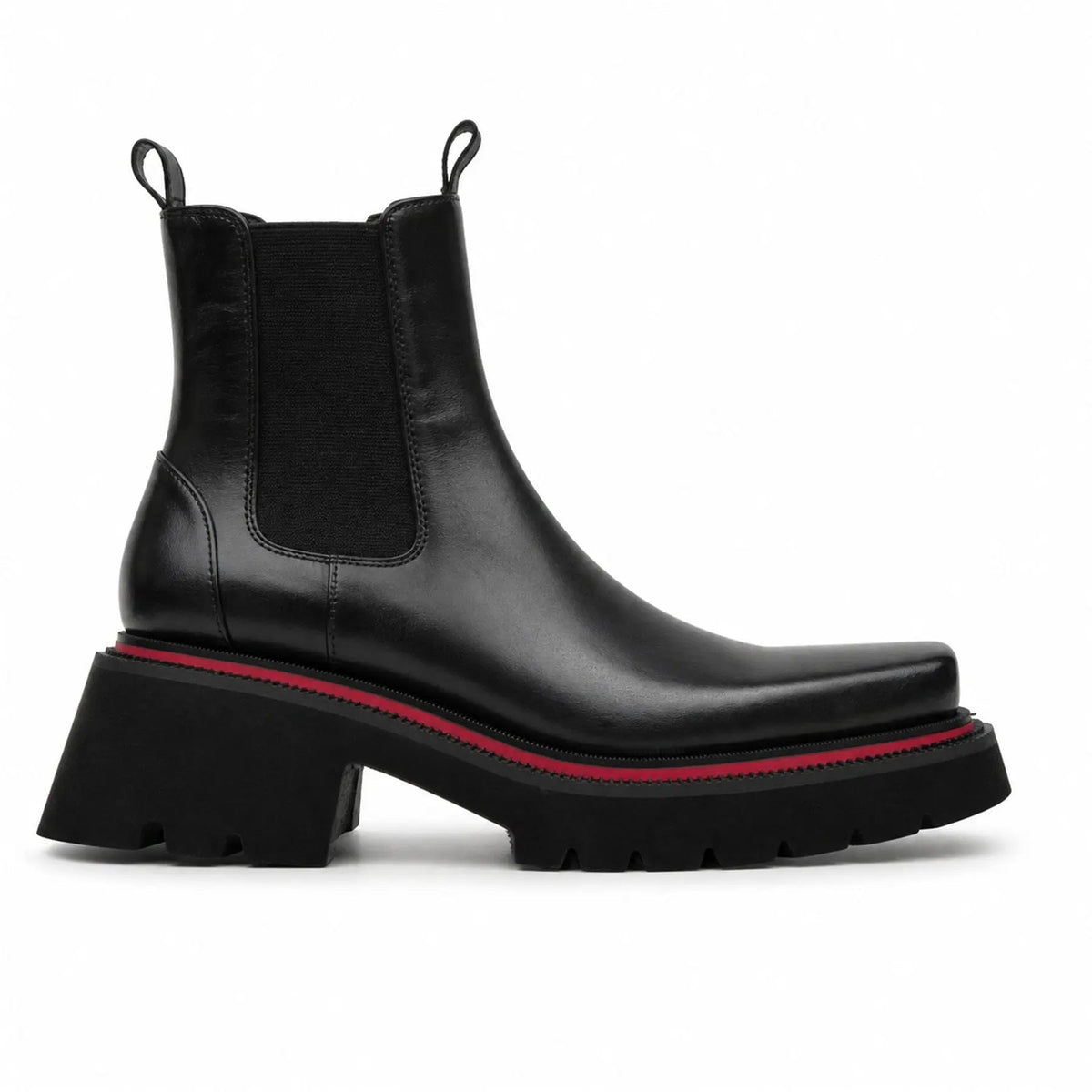 Black Lug-Sole Chelsea Boots for Men