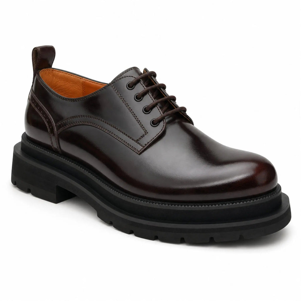Men's Burgundy Lug-Sole Derby Shoes