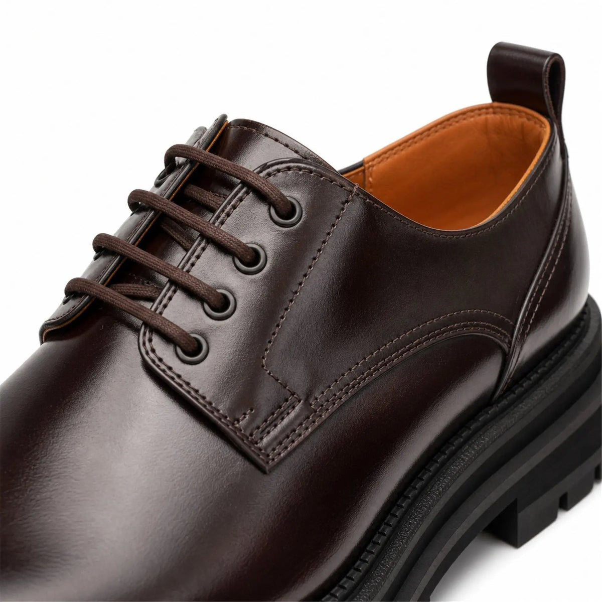 Men's Burgundy Lug-Sole Derby Shoes