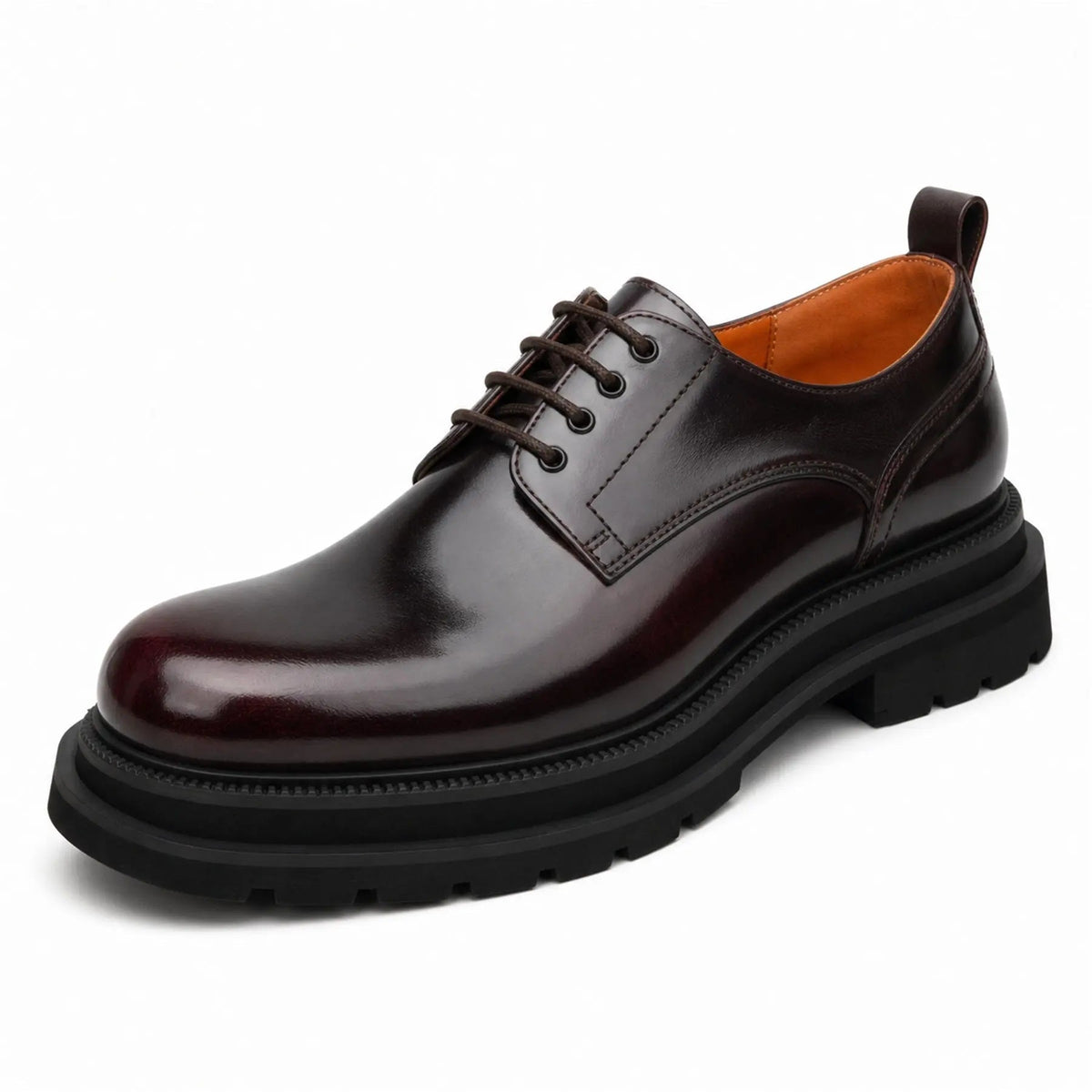 Men's Burgundy Lug-Sole Derby Shoes