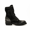 Black Suede Lace-Up Combat Boots