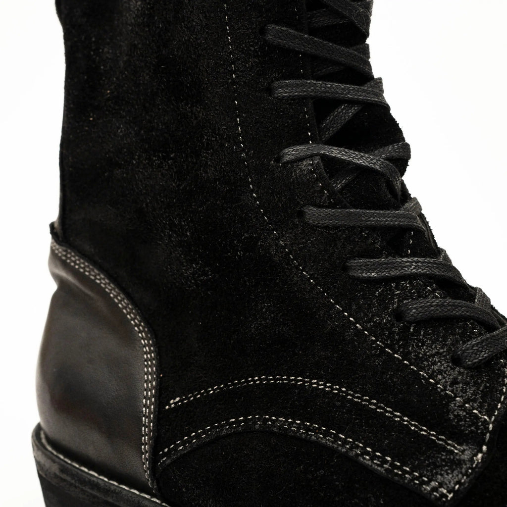 Black Suede Lace-Up Combat Boots