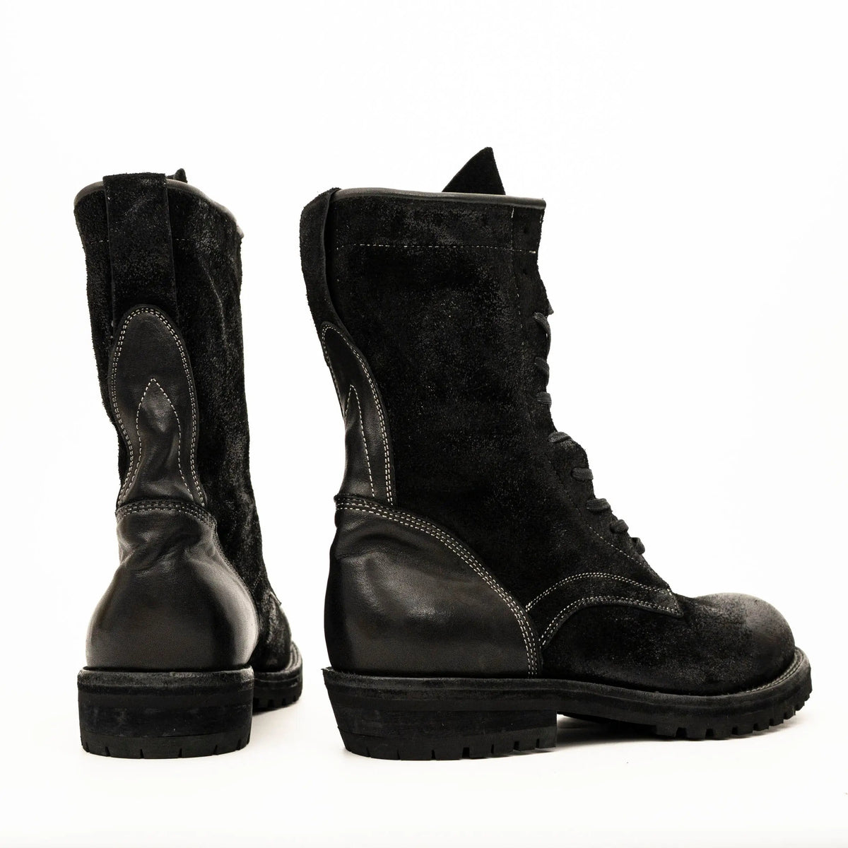 Black Suede Lace-Up Combat Boots