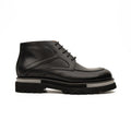 Black Leather Lace-Up Ankle Boots