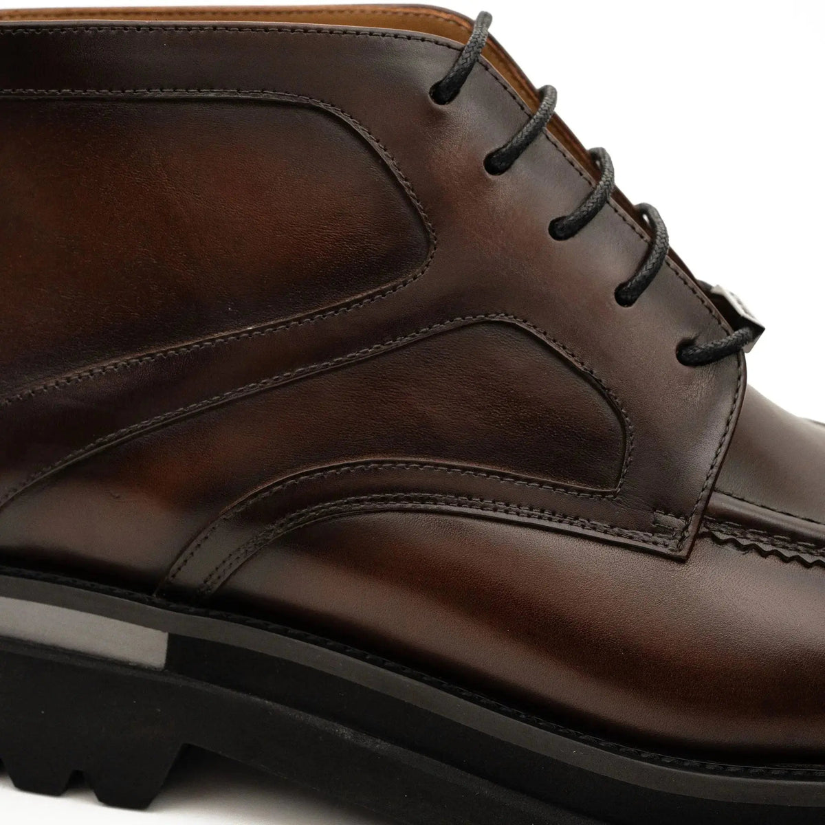 Brown Leather Lace-Up Ankle Boots