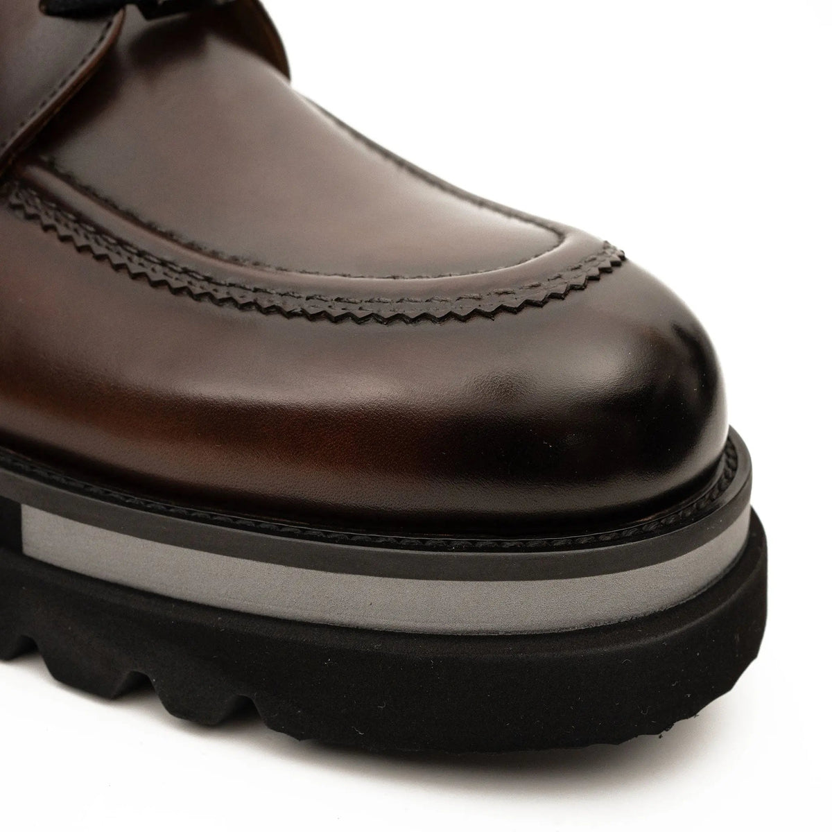 Brown Leather Lace-Up Ankle Boots