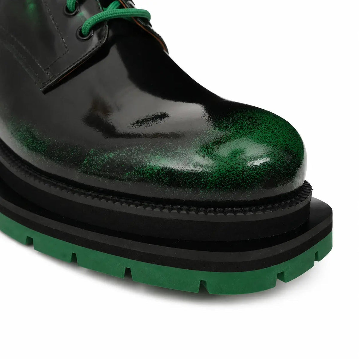 Black-Green Leather Platform Derbies