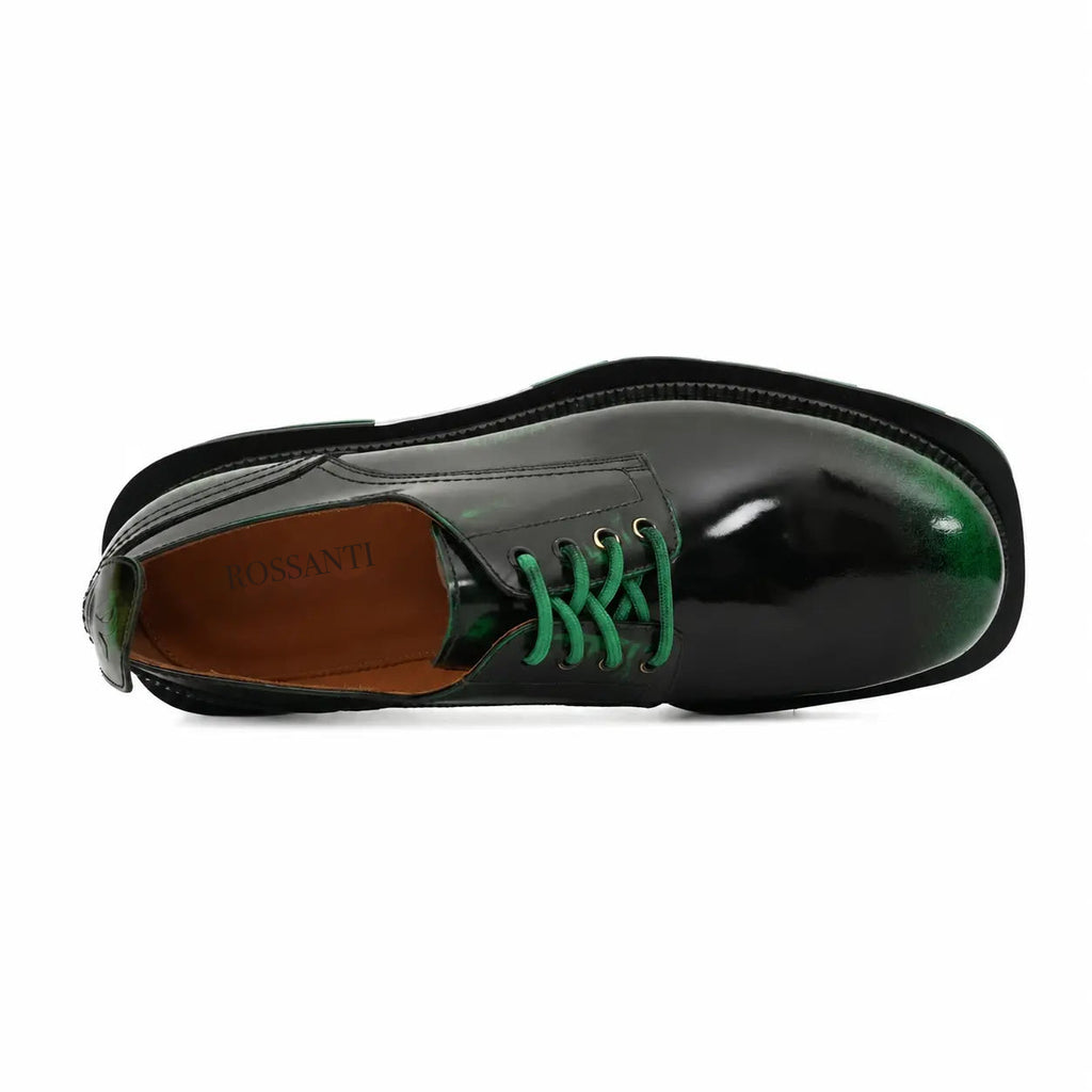 Black-Green Leather Platform Derbies