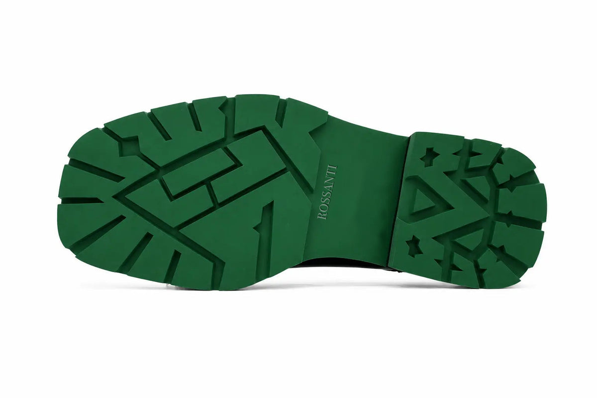 Black-Green Leather Platform Derbies
