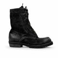 Black Textured Zip Lace-Up Boots