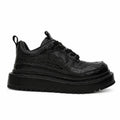 Black Crocodile-Textured Platform Sneaker