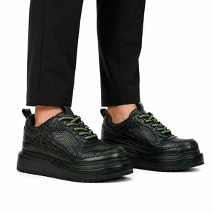 Green Patina Platform Leather Sneaker