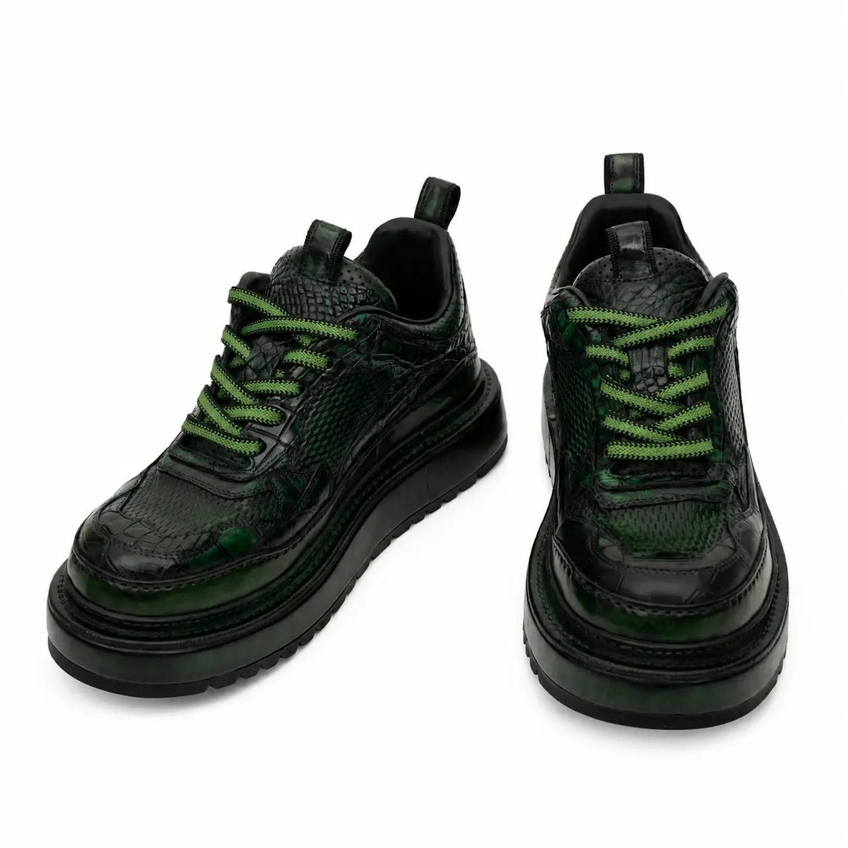 Green Patina Platform Leather Sneaker