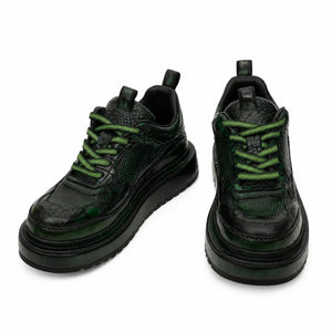 Green Patina Platform Leather Sneaker