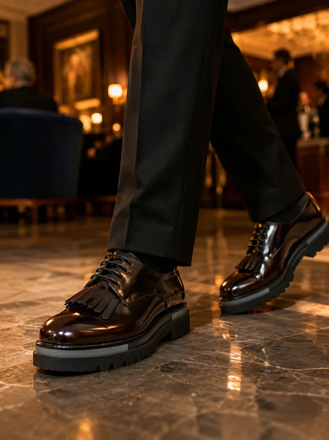 Rossanti platform lug-sole leather shoes featuring a bold silhouette and modern men's style